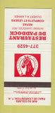 Matchbook Cover - Restaurant Du Paddock QC 30 Strike