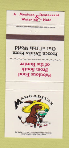 Matchbook Cover Margaritas Mexican Augusta Portland Lewiston Orono ME 30 Strike