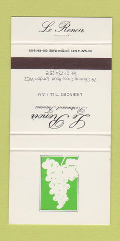 Matchbook Cover - Le Renoir London UK England 30 Strike