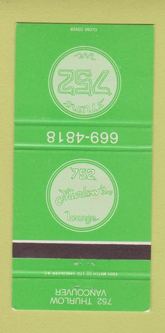 Matchbook Cover - Studio 752 Vancouver BC 30 Strike