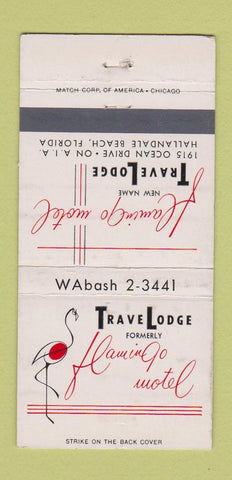 Matchbook Cover - Travel Lodge Flamingo Motel Hallandale FL WEAR 30 Strike
