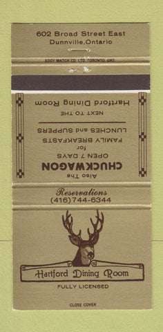 Matchbook Cover - Hartford Dining Room Dunnville ON 30 Strike