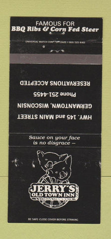 Matchbook Cover - Jerry's Old Town Inn Germantown WI WEAR 30 Strike