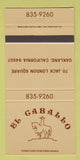 Matchbook Cover - El Caballo Oakland CA 30 Strike