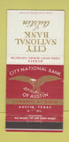 Matchbook Cover - City National Bank Austin TX 30 Strike