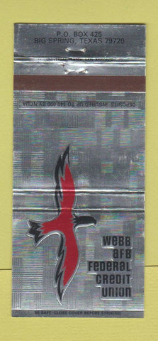 Matchbook Cover - Webb Air Force Base Credit Union Big Spring TX 30 Strike
