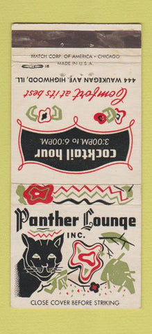 Matchbook Cover - Panther Lounge Highwood IL WEAR 30 Strike