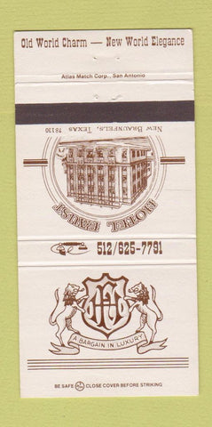 Matchbook Cover - Hotel Faust New Braunfels TX 30 Strike
