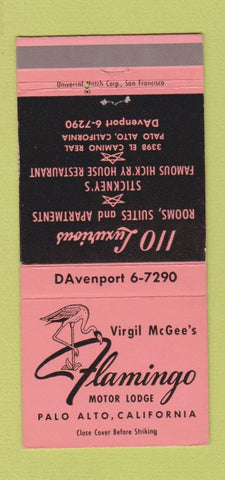Matchbook Cover - Flamingo Motor Lodge Palo Alto CA 30 Strike