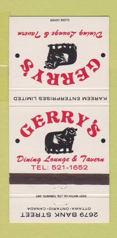 Matchbook Cover - Gerry's Restaurant Ottawa ON 30 Strike
