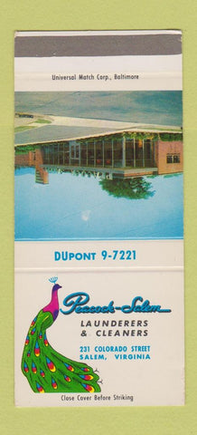 Matchbook Cover - Peacock Salem Cleaners Salem VA SAMPLE 30 Strike