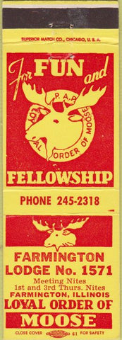 Matchbook Cover - Matchbook Cover Moose Lodge Farmington IL