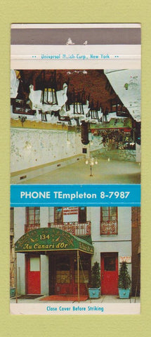 Matchbook Cover - Au Canadri D'Or Restaurant New York City 30 Strike
