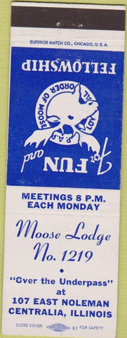 Matchbook Cover - Matchbook Cover Moose Lodge Centralia IL