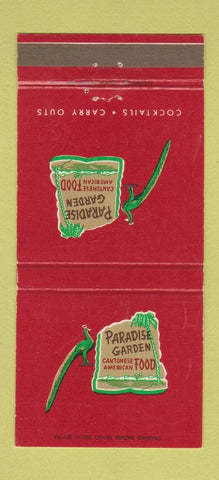 Matchbook Cover - Pardise Garden Chinese Food Milwaukee WI 30 Strike