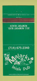 Matchbook Cover - Malarky's Irish Pub Newport Beach CA 30 Strike