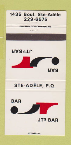 Matchbook Cover - JT's Bar Ste Adele QC 30 Strike