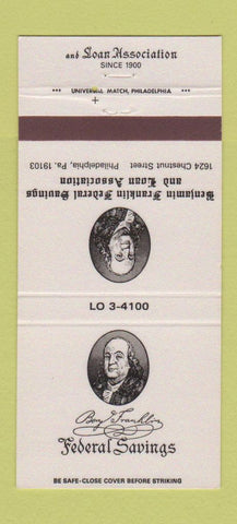 Matchbook Cover - Ben Franklin Savings Philadelphia PA 30 Strike
