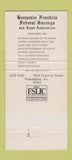 Matchbook Cover - Ben Franklin Savings Philadelphia PA 30 Strike