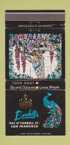 Matchbook Cover - Bardelli's San Francisco CA WEAR 30 Strike
