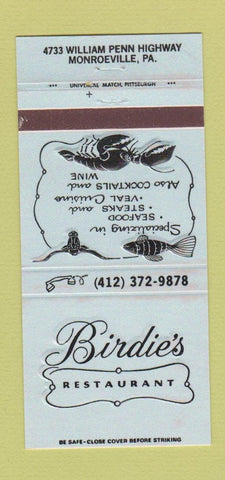 Matchbook Cover - Birdie's Restaurant Monroeville PA 30 Strike