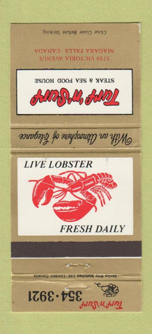 Matchbook Cover - Turf n Surf Steak Seafood Niagara Falls ON 30 Strike