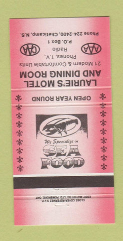 Matchbook Cover - Laurie's Motel Dining Room Cheticamp NS 30 Strike