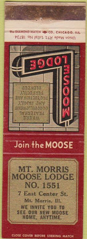 Matchbook Cover - Matchbook Cover Moose Lodge Mount Morris IL