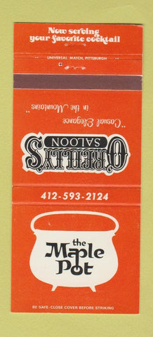 Matchbook Cover - Maple Pot O'Reilly's Saloon Jones Mills PA 30 Strike