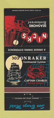 Matchbook Cover - Nicks Seashore Restaurant Motel Pacifica CA 30 Strike