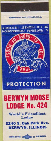 Matchbook Cover - Matchbook Cover Moose Lodge Berwyn IL