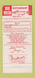 Matchbook Cover - Rio Vista Restaurant Atlanta GA 30 Strike