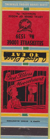 Matchbook Cover - Matchbook Cover Moose Lodge Sellersville PA