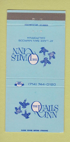 Matchbook Cover - Quails Inn Lake San Marcos CA 30 Strike