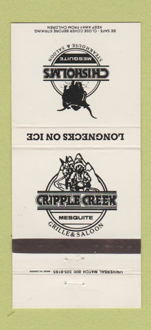 Matchbook Cover - Cripple Creek Grille Chisholms Charlotte NC 30 Strike