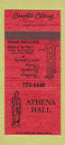 Matchbook Cover - Athena Hall Roseville MI 30 Strike