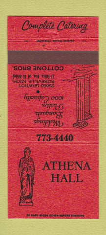 Matchbook Cover - Athena Hall Roseville MI 30 Strike