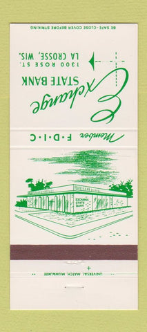 Matchbook Cover - Exchange State Bank La Crosse WI 30 Strike
