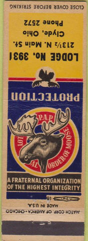 Matchbook Cover - Matchbook Cover Moose Lodge Clyde OH WEAR