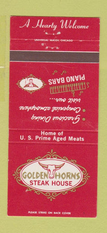 Matchbook Cover - Golden Horns Steak House Northlake IL 30 Strike
