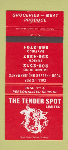 Matchbook Cover - Tender Spot Grand Bend Zurich Bayfield meats 30 Strike