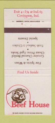 Matchbook Cover - Beef House Covington IN 30 Strike