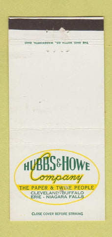 Matchbook Cover - Hubbs and Howe Paper Twine Cleveland Buffalo Erie 30 Strike