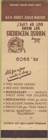 Matchbook Cover - Matchbook Cover Moose Lodge Golden State Lodge #29