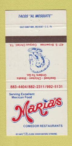 Matchbook Cover - Maria's Mexican Restaurant Corpus Christi TX 30 Strike