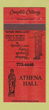 Matchbook Cover - Athena Hall Roseville MI 30 Strike