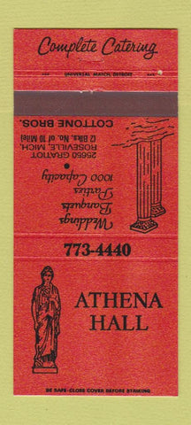 Matchbook Cover - Athena Hall Roseville MI 30 Strike