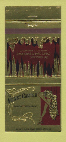 Matchbook Cover - Velvet Garter White's City NM 30 Strike