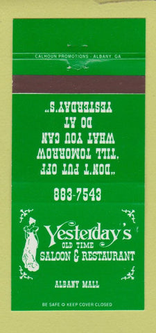 Matchbook Cover - Yesterday's Restaurant Albany GA 30 Strike