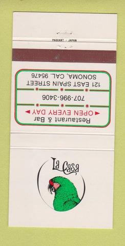 Matchbook Cover - La Casa Restaurant Sonoma CA 30 Strike